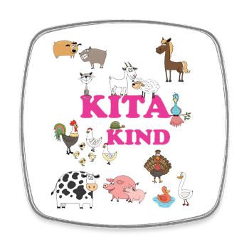Kita Kind Tierwelt – Bunte Tiere - Viereckiger Kühlschrankmagnet - Weiß - Vorne