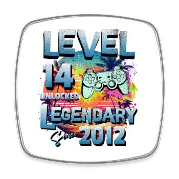 Level 14 Jahre Freigeschaltet seit 2012 Geburtstag - Viereckiger Kühlschrankmagnet - Weiß - Vorne