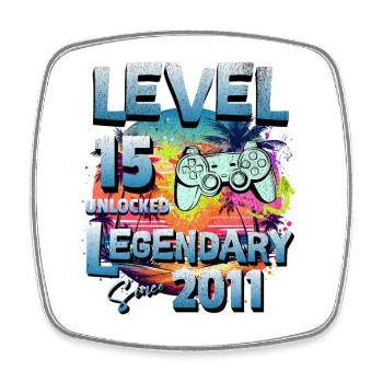 Level 15 Jahre Freigeschaltet seit 2011 Geburtstag - Viereckiger Kühlschrankmagnet - Weiß - Vorne