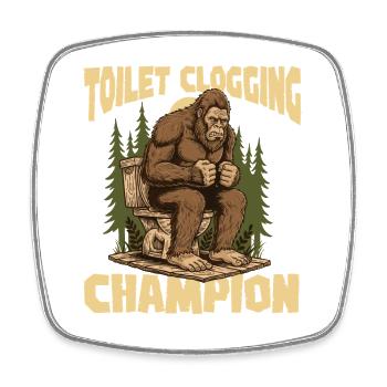 Champion im Toilettenverstopfen: Bigfoot Badezimmerhumor - Viereckiger Kühlschrankmagnet - Weiß - Vorne