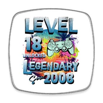 Level 18 years Unlocked since 2008 Birthday - Square fridge magnet - white - Front