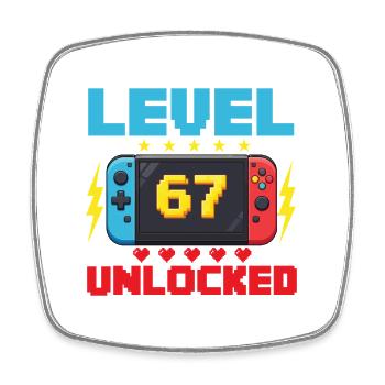 Level 67 Unlocked Gamer School Meme Kids - Square fridge magnet - white - Front