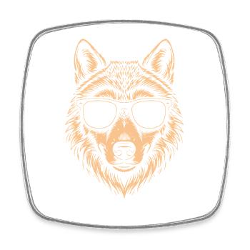 Sommerwolf mit Sonnenbrille - Viereckiger Kühlschrankmagnet - Weiß - Vorne