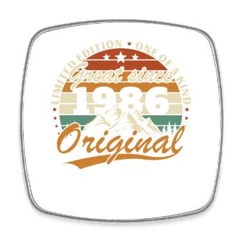 1986 Vintage Rétro Cadeau D'anniversaire - Magnet carré - blanc - Devant