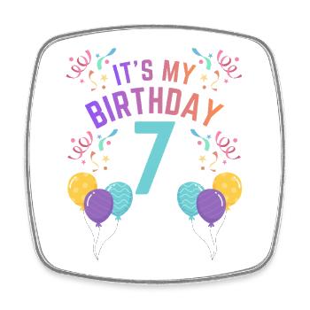 7 ans fille C’est mon anniversaire Enfants Anniversaire - Magnet carré - blanc - Devant