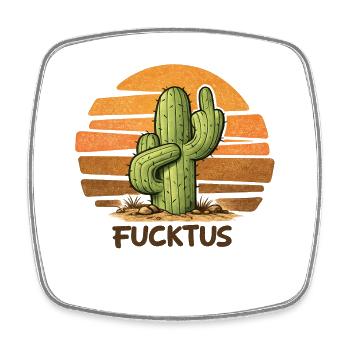 Fucktus – Cactus with middle finger - Square fridge magnet - white - Front