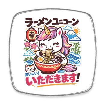 Kawaii Einhorn | Ramen | Nudelsuppe | Fast Food  - Viereckiger Kühlschrankmagnet - Weiß - Vorne