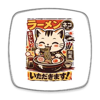 Kawaii Katze | Ramen | Nudelsuppe | Fast Food - Viereckiger Kühlschrankmagnet - Weiß - Vorne