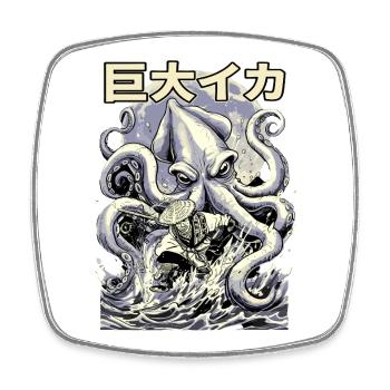 Fischer vs Kraken Japanese Retro Style - Square fridge magnet - white - Front