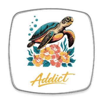 Sea Turtle Ocean Addict Design - Square fridge magnet - white - Front