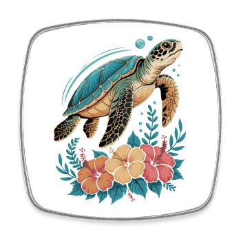 Sea Turtle Ocean Addict Design - Square fridge magnet - white - Front