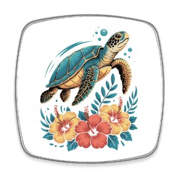 Sea Turtle Ocean Addict Design - Square fridge magnet - white - Front