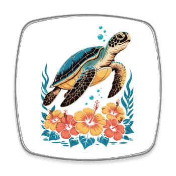 Sea Turtle Ocean Addict Design - Square fridge magnet - white - Front