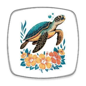 Sea Turtle Ocean Addict Design - Square fridge magnet - white - Front