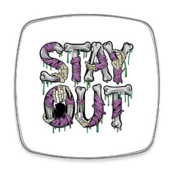  Stay Out Skelett Knochen Horror Spruch Grusel - Viereckiger Kühlschrankmagnet - Weiß - Vorne