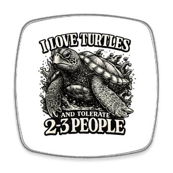 I Love Turtles - Lustiger Schildkröten Spruch - Viereckiger Kühlschrankmagnet - Weiß - Vorne