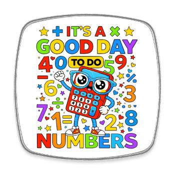 Vibrant Numbers Calculator - Square fridge magnet - white - Front