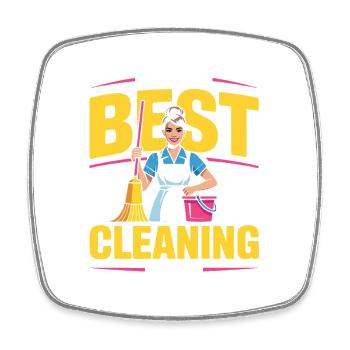 Motif humoristique domestique de l’équipe de ménage - Magnet carré - blanc - Devant