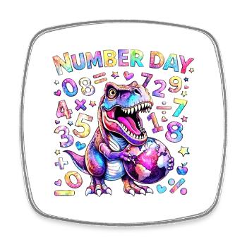 Dino Number Day Rainbow - Square fridge magnet - white - Front