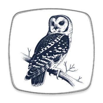 Vintage Eule auf Ast | Mystisches Wald Motiv - Viereckiger Kühlschrankmagnet - Weiß - Vorne