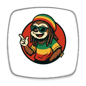 Reggae Faultier mit Sonnenbrille - Viereckiger Kühlschrankmagnet - Weiß - Vorne