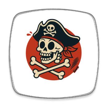 Pirate skull with bone - Square fridge magnet - white - Front
