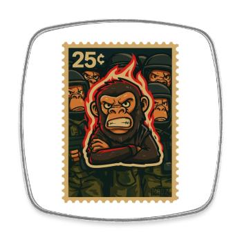 Fire and Monkey Protest - Square fridge magnet - white - Front