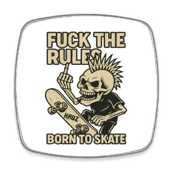 Born to Skate – Skeleton Punk - Square fridge magnet - white - Front