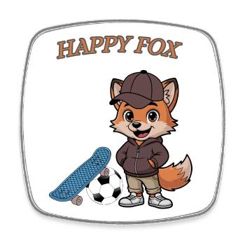 Happy Fox - Square fridge magnet - white - Front