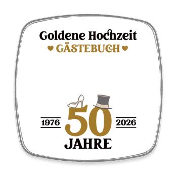 Golden Wedding Anniversary 2026 50th Wedding Anniversary Guestbook - Square fridge magnet - white - Front