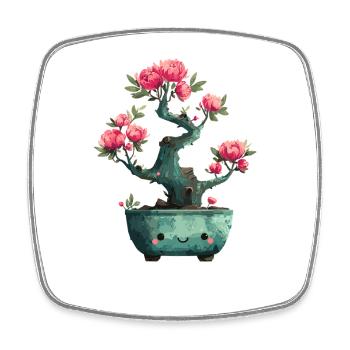 Kawaii Bonsai Blütenpracht - Viereckiger Kühlschrankmagnet - Weiß - Vorne