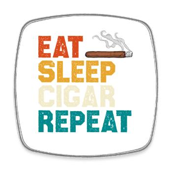 Eat Sleep Cigar Repeat Tea - Square fridge magnet - white - Front