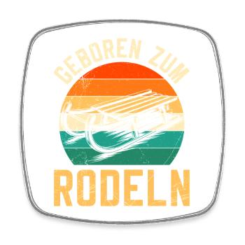 Bob Driver BORN TO TOBOGGAN FUN - Square fridge magnet - white - Front
