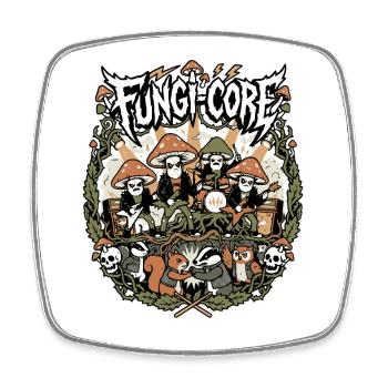 Fungi Core Mushroom Rock Band Motif - Square fridge magnet - white - Front