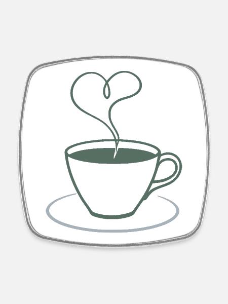 Heart Steam Coffee Illustration - Square fridge magnet - white