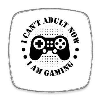 I can't Adult I'm Gaming funny Gamer Sayings - Square fridge magnet - white - Front
