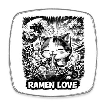 Cats Ramen Noodle Japanese Anime Manga Kawaii - Square fridge magnet - white - Front