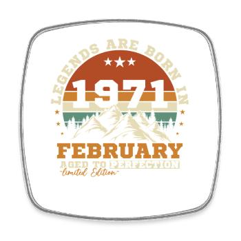 Février 1971 Vintage Retro Cadeau d'anniversaire - Magnet carré - blanc - Devant