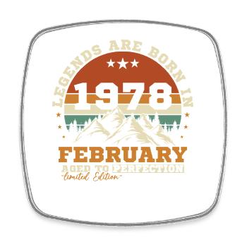 Februar 1978 Vintage-Retro-Geburtstagsgeschenk - Viereckiger Kühlschrankmagnet - Weiß - Vorne