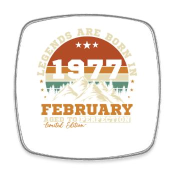 Février 1977 Vintage Retro Cadeau d'anniversaire - Magnet carré - blanc - Devant