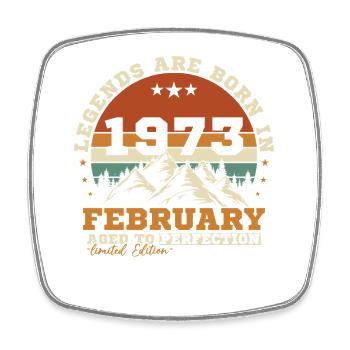 February 1973 Vintage Retro Birthday Gift - Square fridge magnet - white - Front