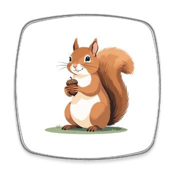 Eichhörnchen mit Eichel Karikatur - Viereckiger Kühlschrankmagnet - Weiß - Vorne