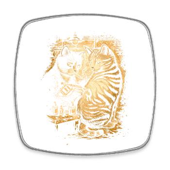Tatouage de chat fumant Chat amateur de chat drôle - Magnet carré - blanc - Devant