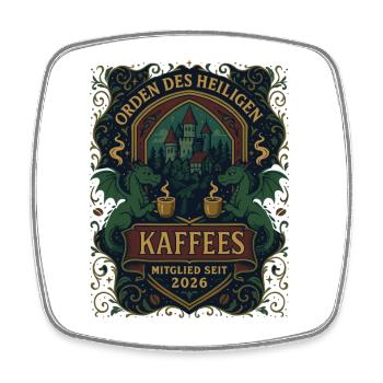 Orden des heiligen Kaffees | Mitglied 2026 - Viereckiger Kühlschrankmagnet - Weiß - Vorne