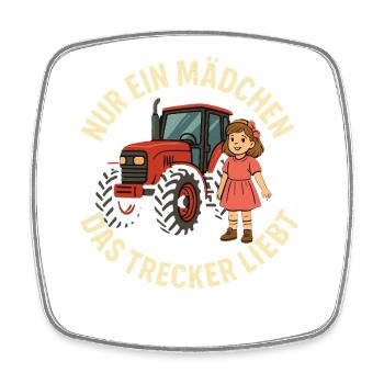 Nur ein Mädchen das Trecker liebt - Viereckiger Kühlschrankmagnet - Weiß - Vorne