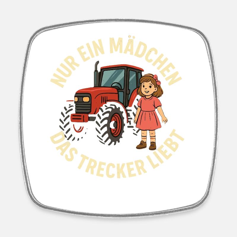 Nur ein Mädchen das Trecker liebt - Viereckiger Kühlschrankmagnet - Weiß