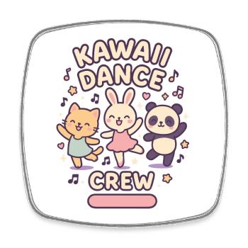 Kawaii Dance Crew | Cute animals dancing - Square fridge magnet - white - Front