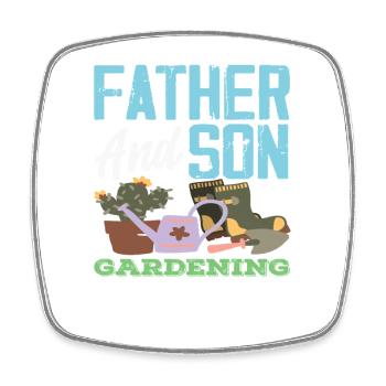 Père Fils Jardinage Amoureux des plantes - Magnet carré - blanc - Devant