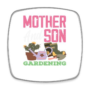 Mutter Sohn Gartenarbeit Garten Pflanzenliebhaber - Viereckiger Kühlschrankmagnet - Weiß - Vorne