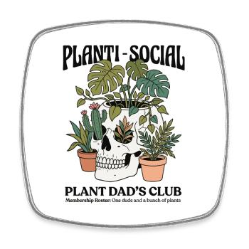Planti-Social Plant Dad's Club - Square fridge magnet - white - Front